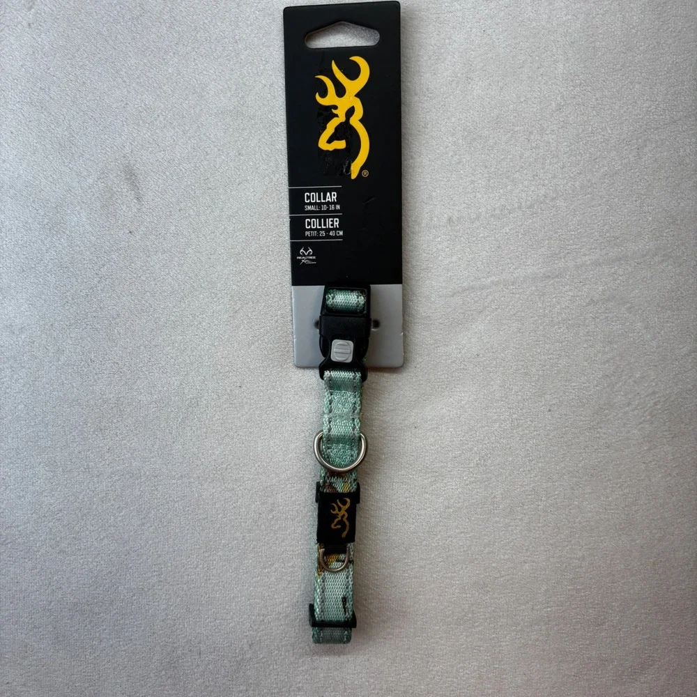 Browning Pet Collar Dog Small Seaglass Teal Realtree Xtra Camo Reflective 10-16